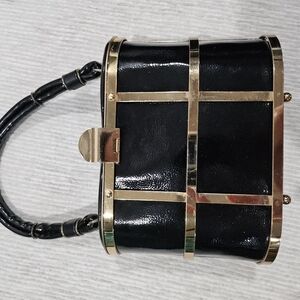 Elegant Vintage Black and Gold Women's Handbag
